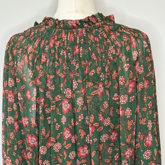 Misa Los Angeles Clio Evergreen Bloom Long Sleeve Blouse Womens Size XS - Picture 7 of 10